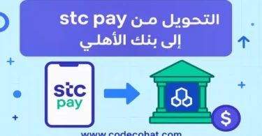 صورة توضيحية لعملية التحويل من STC Pay إلى الأهلي السعودي توضح خطوات الإرسال والرسوم والمدة المتوقعة